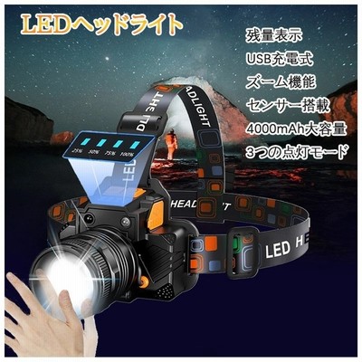 Ledライト ヘッドライト Ledヘッドライト 充電式 ヘッドランプ センサー 超高輝度 3点灯モード ヘルメットライト 防水 電池残量表示 釣り 登山 防災 軽量 通販 Lineポイント最大get Lineショッピング