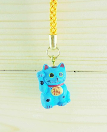 【震撼精品百貨】招財貓 招き猫 招財貓手機吊飾/繩-藍福 震撼日式精品百貨