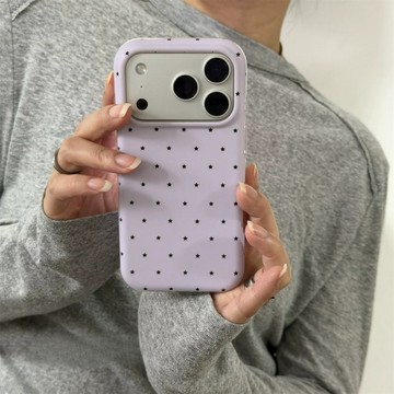春夏ins溫柔磨砂淡紫小星星防摔手機殼 iphone17手機殼 16 15保護殼 簡約設計