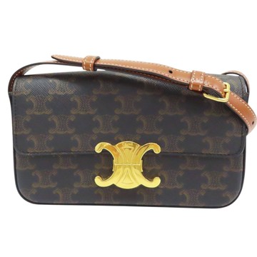 【二手名牌BRAND OFF】CELINE 賽琳 棕色 PVC塗層帆布 肩背包