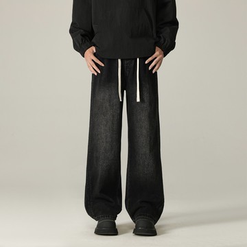 【HOT 本舖】男装復古做舊牛仔褲男士2025秋季拼接百搭直筒長褲水洗加長加大褲子