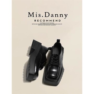 與愛私奔~方頭小眾系帶厚底小皮鞋女2025新款英倫風個性樂福單鞋