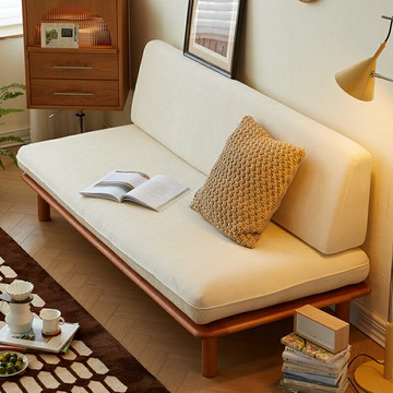 公司貨 免運 開立發票 沙發 沙發椅 沙發凳 日式休閑實木沙發 客廳小戶型無扶手雙人復古懶人簡約風布藝沙發特惠/可開發票YY0815