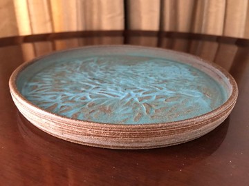 靛藍古彩釉面陶圓盤  陶器 碗盤器皿 芝士點心盤 點心盤 前菜盤