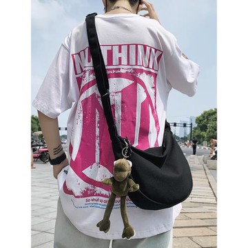 潮牌斜挎包男士單肩包學生簡約百搭帆布包背包跨包休閑斜肩包男包