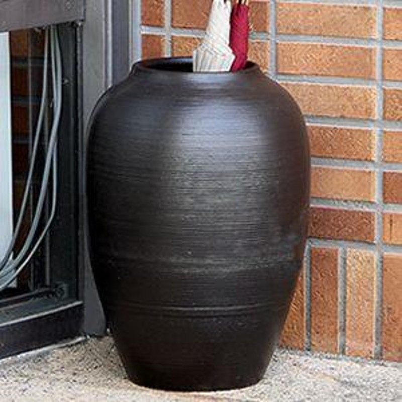 大型 壺 つぼ 傘立て 花器 古民家 和風 茶色 水瓶 ガーデニング - 置物