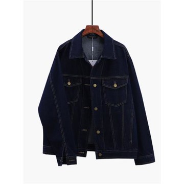 2025春秋新款深藍純色牛仔外套女短款情侶韓版長袖休閑夾克上衣潮