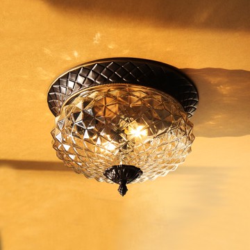 陽臺燈美式吸頂燈歐式玄關燈走廊燈過道燈臥室房間圓形鐵藝復古