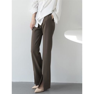 【特價優惠】時尚簡約顯高顯瘦高腰開叉西褲女通勤直筒休閑長褲