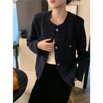 阿一 精致粗花呢 小香風外套女秋季新款羊絨高級感法式圓領上衣