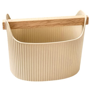 KOUJI叩吉好物 木柄鏤空收納盒 大容量 好收納 適用於書房、客廳、浴室  原木色  1個