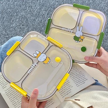 米菲卡通可愛便當盒減脂飯盒學生輕食塑料餐盒上班族可微波爐加熱