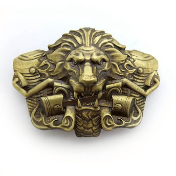 Lion 實心黃銅皮帶扣，機車手，Flaming lion 機車手皮帶配件