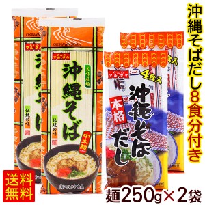 沖縄そば 250g×2袋 （沖縄そばだし8食分付き）　 マルタケ 中太麺 乾麺 ポイント消化