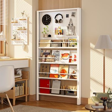 鋼製書架 洞洞板一體式超薄書櫃 兒童靠牆落地極窄收納置物櫃