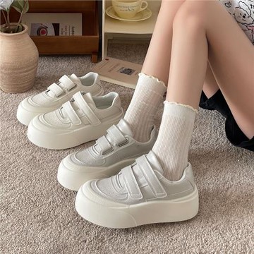錦覓時尚簡約魔術貼厚底增高板鞋原宿風質感舒適休閑百搭小白鞋女