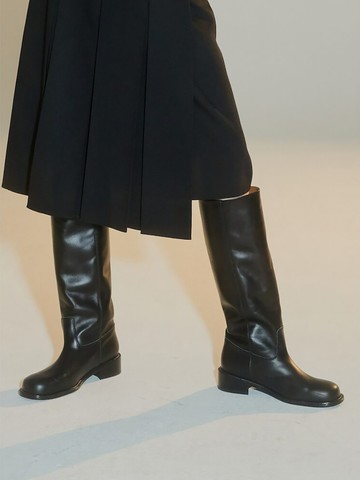 Cowhide Long Boots_Black