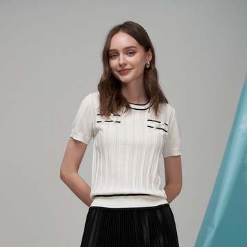 CLL巧玲瓏 小香風坑條壓紋針織衫 2298902