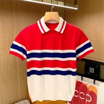 夏季潮流拼色條紋衣服男翻領t恤 時尚新款修身男士短袖polo衫男款
