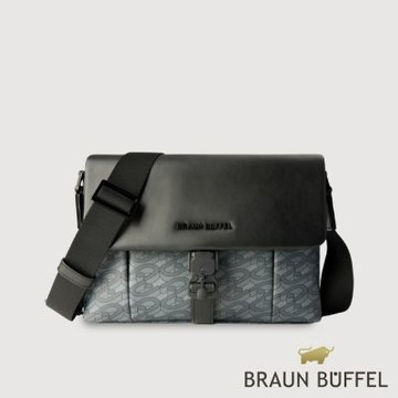 【BRAUN BUFFEL 德國小金牛】台灣總代理 瓦拉頓-MN 橫式斜背包-黑色/BF708-61-BK