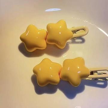 簡約鯊魚夾🌞奶fufu胖星星髮夾可愛黃色髮夾髮飾軟萌甜妹劉海邊夾學生劉海髮飾劉海夾 頭飾 邊夾 秋冬髮夾 髮夾 髮飾
