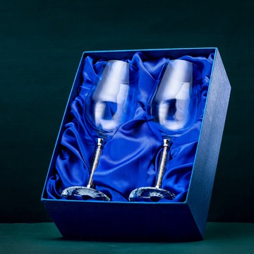 水晶玻璃鉆桿紅酒杯高腳杯紅酒杯套裝葡萄酒杯家用送禮2只禮盒裝