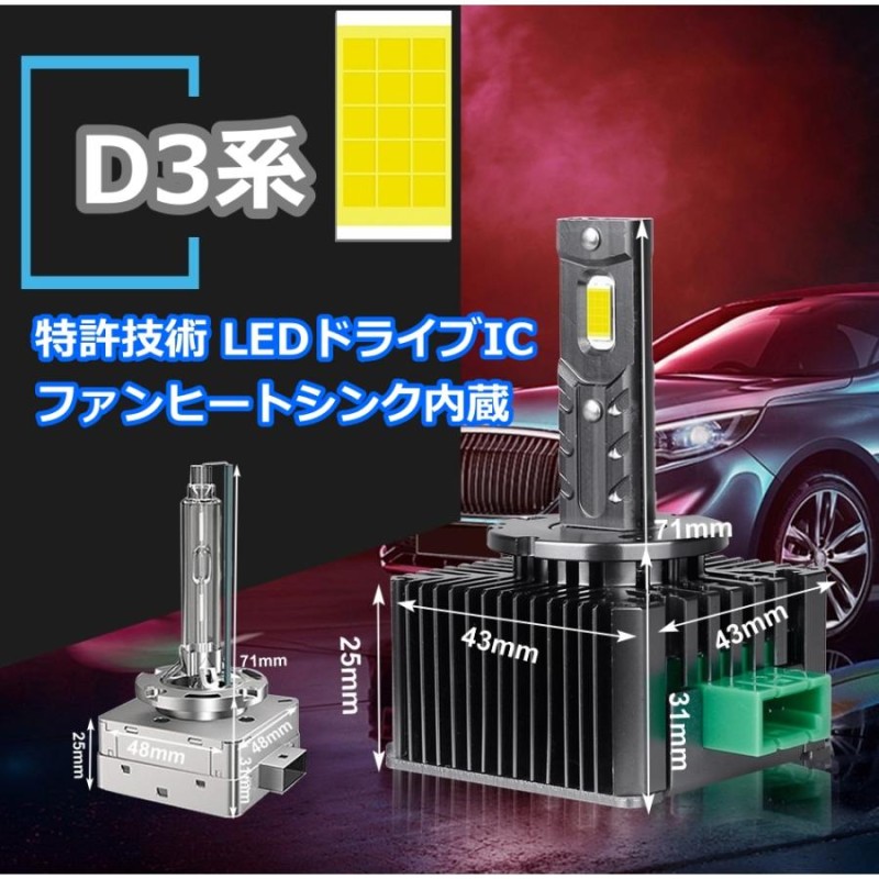 三菱 HID変換 LEDヘッドライトバルブ ロービーム eKスポーツ H81W 三菱 H14.9～ D2S 6500K 35000lm