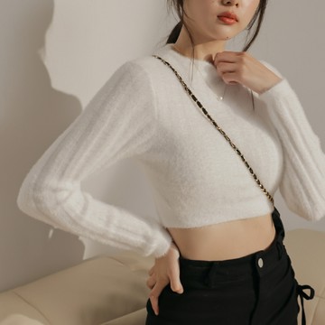 柔美水貂毛上衣-白【KT223360】-3色