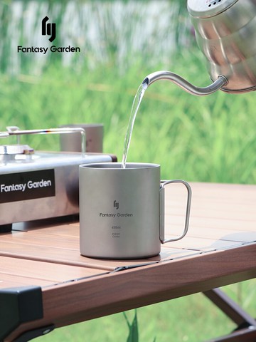 Fantasy Garden夢花園折疊杯子便攜式雙層純鈦合金水杯露營馬克杯
