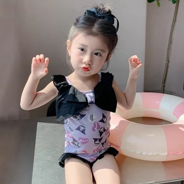 ❤️AL❤️ 女童泳衣 女童泳裝 兒童泳衣套裝 小女孩泳衣新款兒童泳裝超萌庫洛米游泳衣連體洋氣女童網紅高顏值