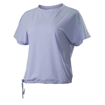 Mizuno 女 短袖 T恤 瑜珈 運動 休閒 彈性 舒適 抗紫外線 美津濃 藤紫 [K2TAB20368]