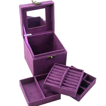 iSFun 復古提盒仿兔絨三層首飾盒 4色可選12.4x12.2x12cm