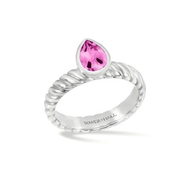 Pink Topaz Pear Twist Twinkle Ring