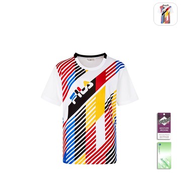 【FILA】男性 吸濕排汗 短袖圓領T恤-白色 1TEY-1501-WT