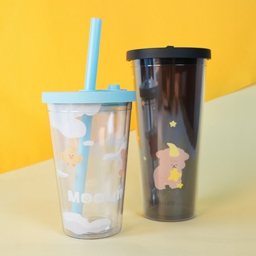 🇰🇷韓國KKOBA 現貨 Moominzy 雙層冷水杯 狗狗款 貴賓狗 紅貴賓 冷水杯 水杯 吸管杯 水壺 杯子