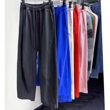 macqnf高品質拼接時尚直筒褲女 mq顯瘦百搭寬松緊腰闊腿長褲21270