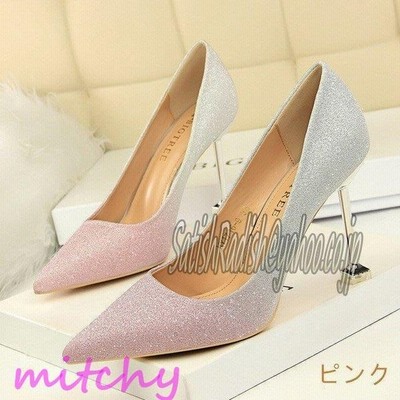 パンプス レディース ハイヒール パーティ 結婚式 春 夏 秋 グラデーション ピカピカ ローカット 合成皮革 トンガル 9 5cmヒール オシャレ カジュアル 通販 Lineポイント最大get Lineショッピング
