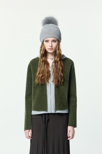 神秘綠假兩件針織外套