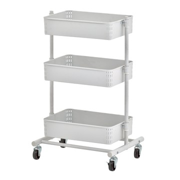 【ikloo】調節式輕巧三層推車/置物架-白