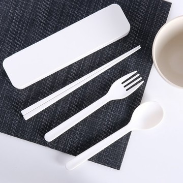 Fabufabu便携簡約純色叉子及匙子2件裝