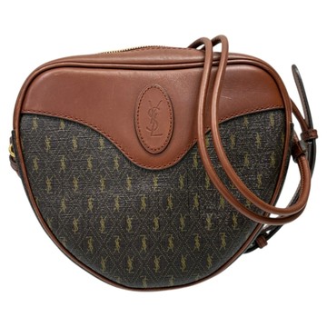 SAINT LAURENT YSL 聖羅蘭 棕色 原花 帆布 Le Monogramme Coeur 肩背包 【二手名牌BRAND OFF】