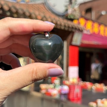 月老祈福限量版-心型護衛 |黑曜石 彩虹眼睛  守護保平安 辟邪 天然石 項鍊  4AA04-02