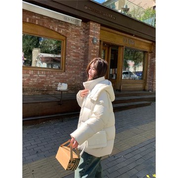 alex stevens肯豆風連帽羽絨服90白鴨絨外套女冬季加厚保暖面包服