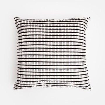 伊登緹花割絨抱枕套50x50cm 黑白絨格