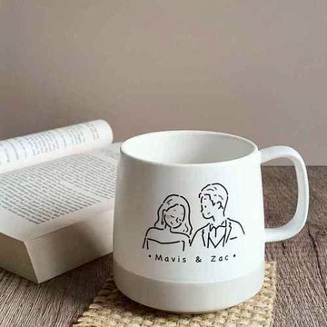 客自畫｜簡約萌萌像_磨砂杯(2人畫像/2個杯子) /附贈手機桌布 【可加價多人多個杯子】