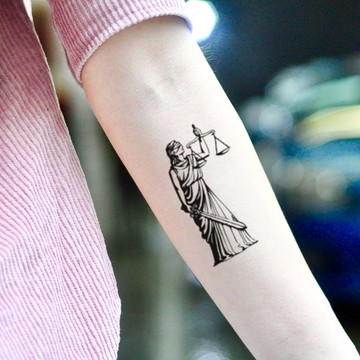 OhMyTat 正義 And Justice For All 刺青圖案紋身貼紙 (2 張)