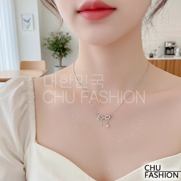 【CHU】韓國直輸 鑽蝴蝶垂墜蝴蝶結項鍊 韓系夢幻精緻款