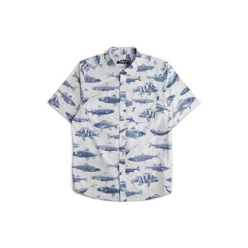 【KAVU】Topspot 舒適棉短袖背印襯衫 深海藍魚 #5221