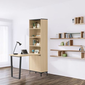 文創集 美亞卡4尺二門可伸縮高書桌櫃組合(120cm桌面)-120x60x197cm免組