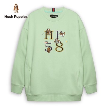Hush Puppies 上衣 女裝Q版配色英文趣味造型刺繡狗寬鬆長版上衣